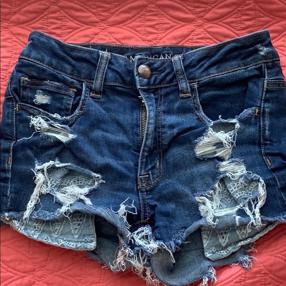 Dark washed denim shorts